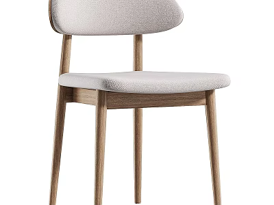 Modern Single Chair With Upholstered Seat Backrest And Wooden Legs Design 3d model