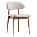 Modern Single Chair With Upholstered Seat Backrest And Wooden Legs Design
