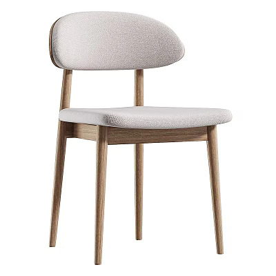 Modern Single Chair With Upholstered Seat Backrest And Wooden Legs Design 3d model