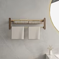 Modern Wall Mounted Storage Shelf in Bathroom with Hanging Towels and Wooden Frame