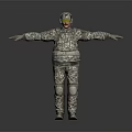 Game Movie Character Wearing Camouflage Uniform With Helmet And Goggles Arms Outstretched