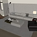 Modern Light Gray Sofa with Pillows and Coffee Table Set in Minimalist Living Room