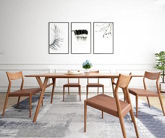 Dining table and chair combination 3d model