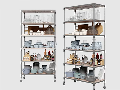 Mobile Metal Bathroom Storage Shelf with Multi Tier for Toiletries and Containers 3d model