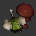 Anthropomorphic Mouse Character In Green Leaf Outfit Holding Red Mushroom Staff With Small Mushrooms