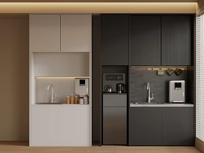 Modern Open Concept Kitchen Interior Design With Island Counter And Cabinets 3d model