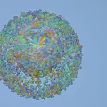 3D Molecular Rendering of Spherical Virus Structure with Colorful Protein Subunits