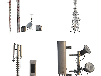 Various Telecommunication Towers And Antenna Equipment 3d model