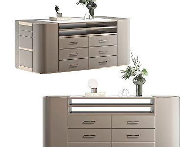 Stylish Modern Dressers Featuring Multiple Drawers Decorative Vases And Plants 3d model