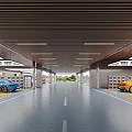 Modern Car Showroom Interior With Striped Ceiling Sleek Floor Lines And Luxury Vehicle