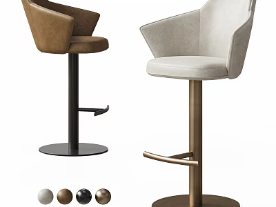 Modern Luxury Upholstered Swivel Bar Chairs With Premium Metal Base Multiple Color Options For Home 3d model