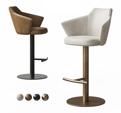 Modern Luxury Upholstered Swivel Bar Chairs With Premium Metal Base Multiple Color Options For Home 3d model