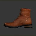 Orange Leather Lace Up Boots With Classic Design And Stylish Appearance