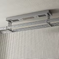 Ceiling Mounted Clothes Drying Rack With Gray Metal Structure And Multiple Rods On Perforated Wall 3d model