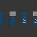 Multiple Blue USPS Mailboxes With Different Designs And White Red Accents 3d model