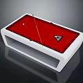 Sleek Red Felt Billiard Table With White Frame Cue Stick And Balls 3d model