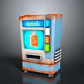 Rusty Drink Vending Machine With Illuminated Display And Colorful Buttons