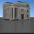 Two Story Detached Villa With White Exterior Brown Door Balcony Arched Windows And Decorative Carvings