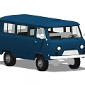 Classic Blue Vintage Van With Multiple Windows And Retro Front Design 3d model