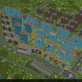 Aerial View Plan of Construction Site with Buildings Roads and Greenery Layout