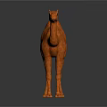 Orange Camel 3D Model With Textured Surface And Gray Background Reflection 3d model