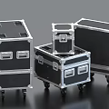 Durable Black Equipment Cases With Silver Trim Wheels And Various Sizes 3d model