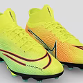 Yellow Orange Gradient High Top Soccer Cleats With Cleated Sole And Branded Design