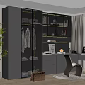 Modern Bookcase With Glass Doors And Multi Layer Shelves In Home Office Space