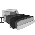 Modern Double Bed With Upholstered Headboard Cozy Bedding And Side Table 3d model
