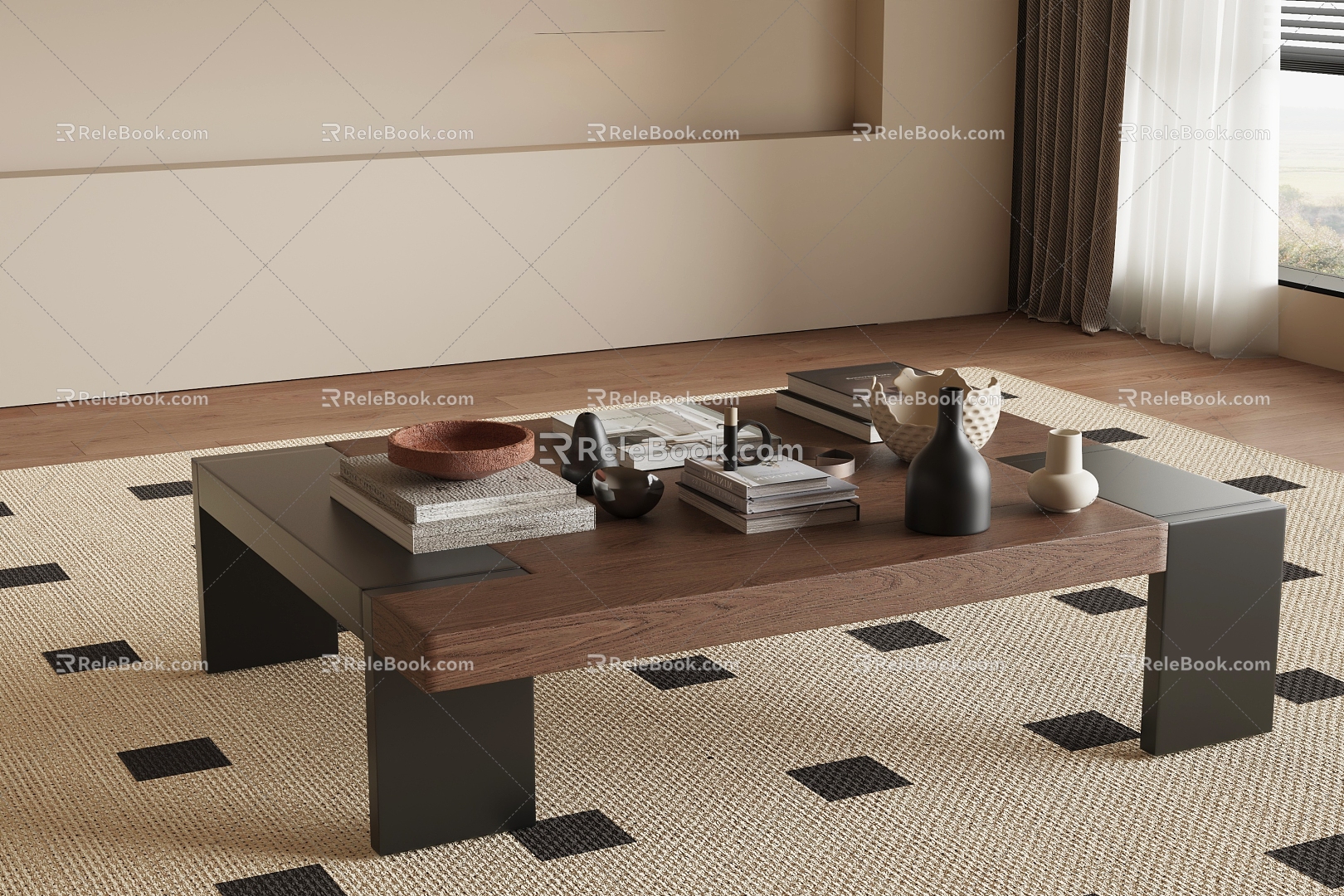 Modern Middle Ancient Style Coffee Table 3d model