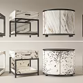 Modern Bedside Tables With Various Designs Marble Finishes And Metal Frame Structures 3d model