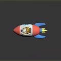 Cartoon Rocket Model Featuring Tiger Inside and XR UTP LABS Logo Red White Yellow Tail