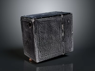 Vintage Black Leather Box With Textured Surface And Metal Hardware Details 3d model