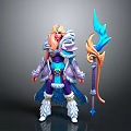 Warrior Character With Blonde Hair Holding Magical Staff In Fantasy Outfit