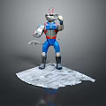 Game Movie Character Anthropomorphic Mouse Blue Red Outfit Mechanical Arm Standing On Rocky Platform