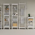 White Versatile Shelving Units For Home Organization With Towels Jars And Plants