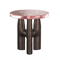 Modern Round Nesting Dining Tables With Rose Tinted Glass Top And Unique Dark Metal Legs