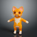 Cartoon Style Orange And White Cat With Big Eyes Whiskers In Standing Pose