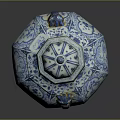 Antique Style Blue And White Ceramic Vase With Lid And Intricate Patterns
