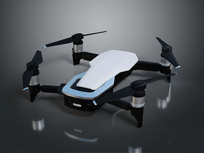 Advanced Quadcopter Drone With Modern Sleek Design White Black Body And Four Propellers 3d model