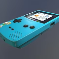 Blue Game Boy Color Entertainment Electronics with Game Screen Display and Cartoon Character Sticker