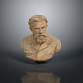 Ornamental Male Bust Statue Furniture With Bearded Face Coat Design And Base