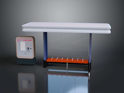 Control Panel Device Structure With White Top Orange Base And Black Stand 3d model