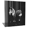 Modern Feature Wall With Black Vertical Slats And Zebra Art Design 3d model