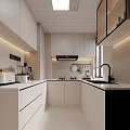 Modern Dining and Living Room With Dining Table Chairs Pendant Lights TV Wall Unit And Plants