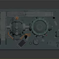 Industrial Machinery Equipment With Platform Stairs Control Panel And Green Rings