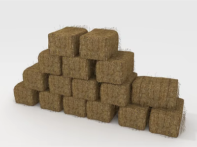 Plant Hay Bales Stacked in Pyramid Shape for Natural Agricultural Storage 3d model