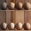Natural Wooden Construction Components With Spherical Balls And Panel Designs 3d model