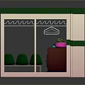 Vintage Laundry Shop Interior Design With Washing Machines Green Chairs Potted Plants And Checkerboard Floor