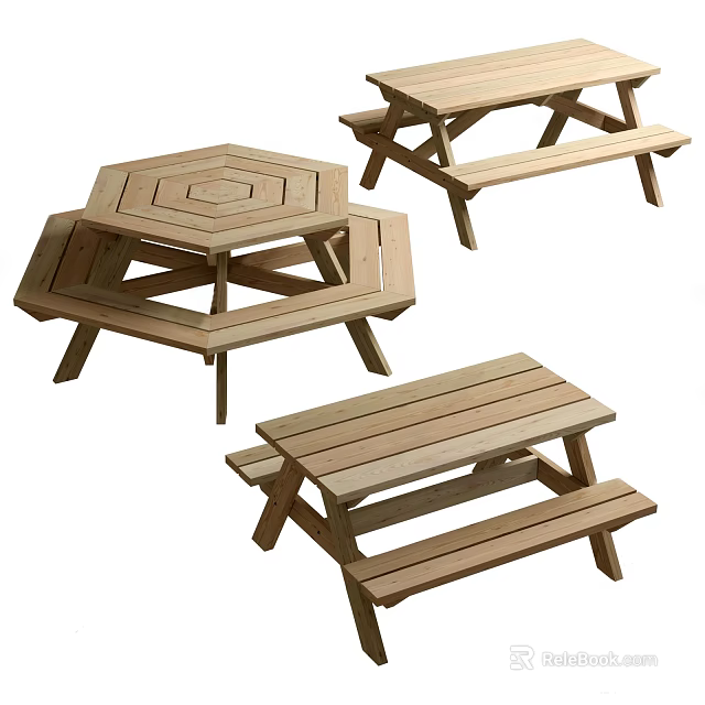 Outdoor Wooden Table and Chair Sets with Various Designs for Garden Use 3d model 